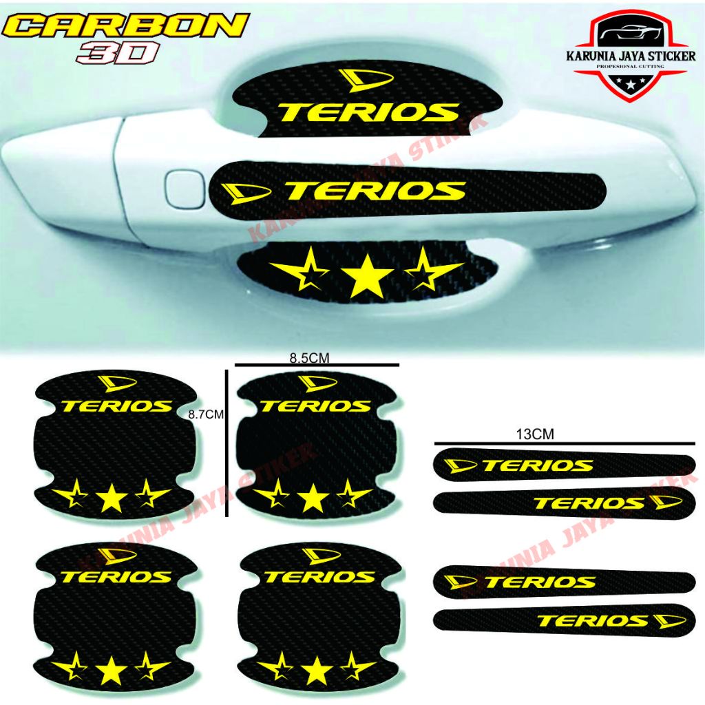 8PCS sticker karbon handle mobil daihatsu TERIOS pelindung gagang pintu mobil universal