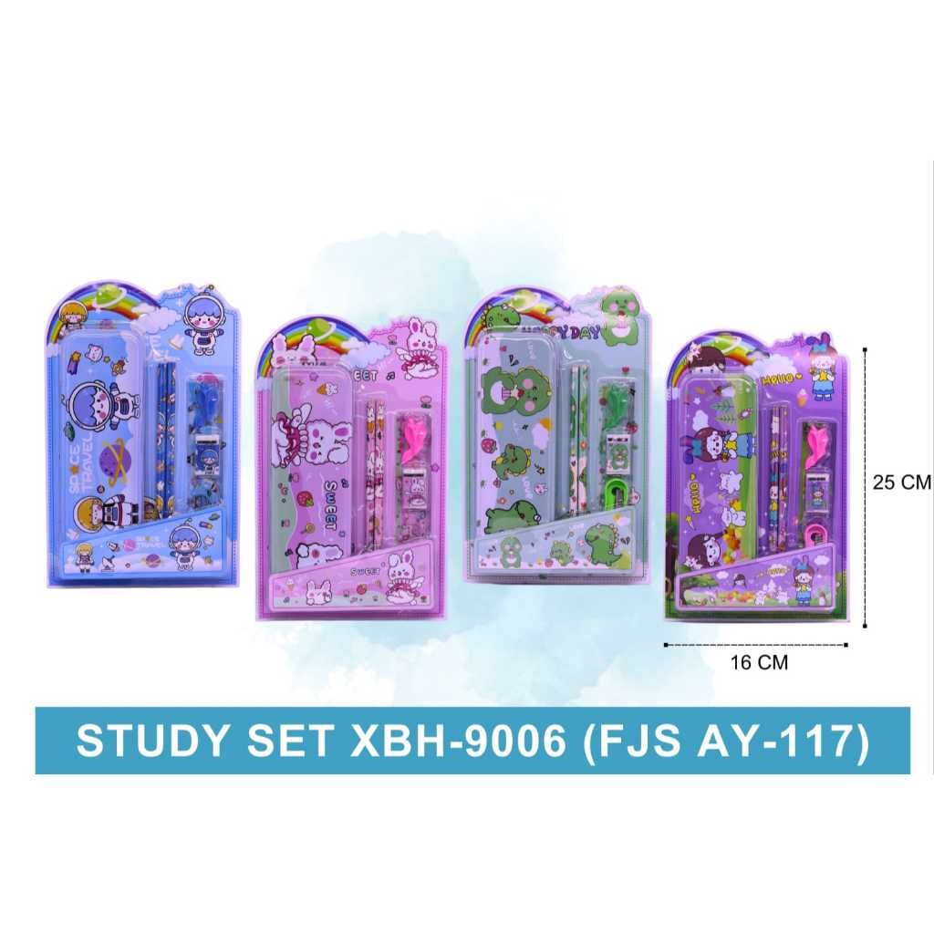 

Study Set/ Stationery Set Motif Lucu/ Paket Alat tulis 7in1/ Alat Tulis Set Isi Kotak Pensil+Pensil+Rautan+Penghapus+Penggaris+Pegangan Pensil/ Perlengkapan Alat Tulis Anak Sekolah