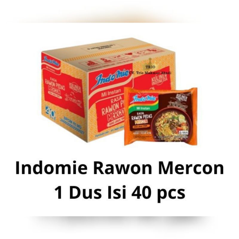 

NOODLES/MIE INSTANT INDOMIE KUAH RASA RAWON PEDES MERCON KEMASAN DUS (ISI 40 PCS)