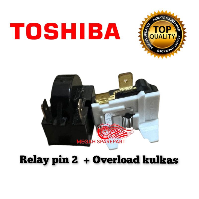 Relay 2 pin + PTC OVERLOAD KULKAS TOSHIBA 1/2 PINTU