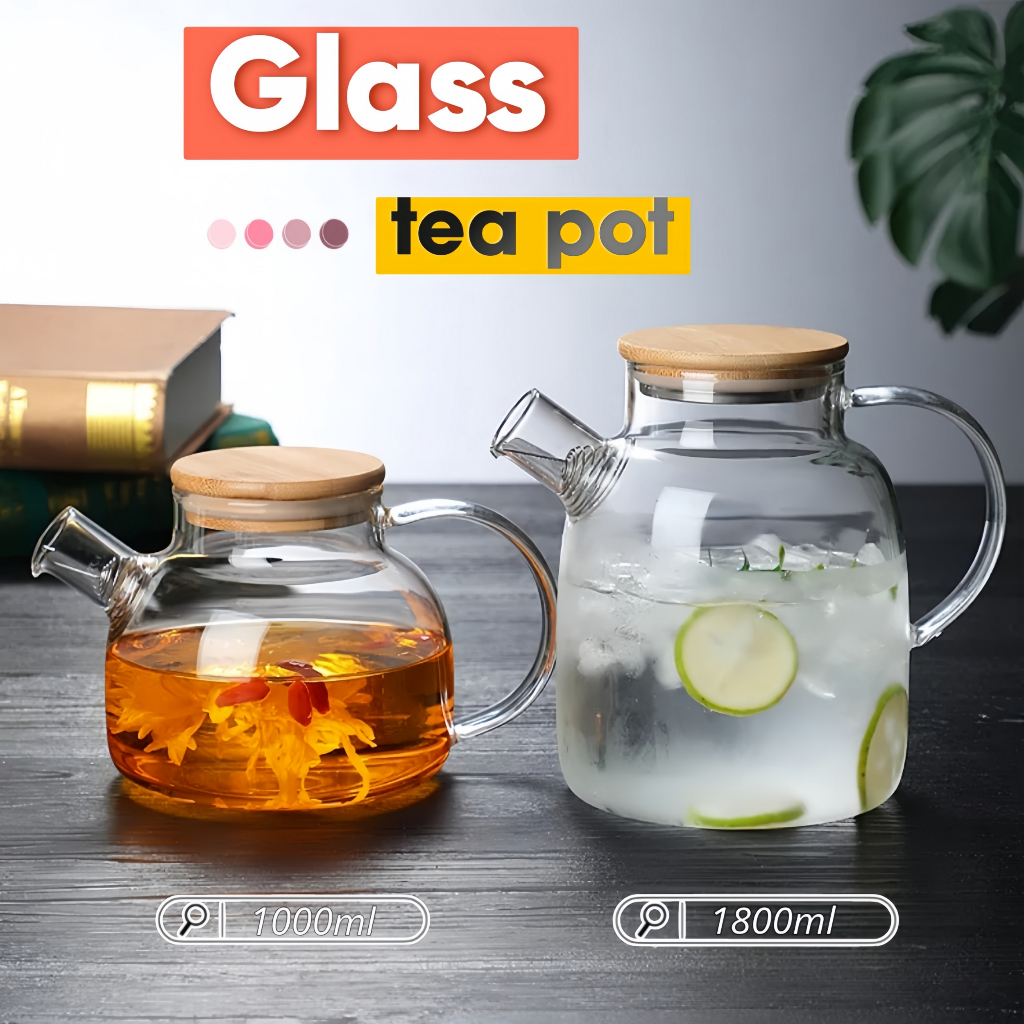 One Two Cups Teko Set Gelas Aesthetic Teko Teh Kaca Tahan Panas Dan Api Tea Set