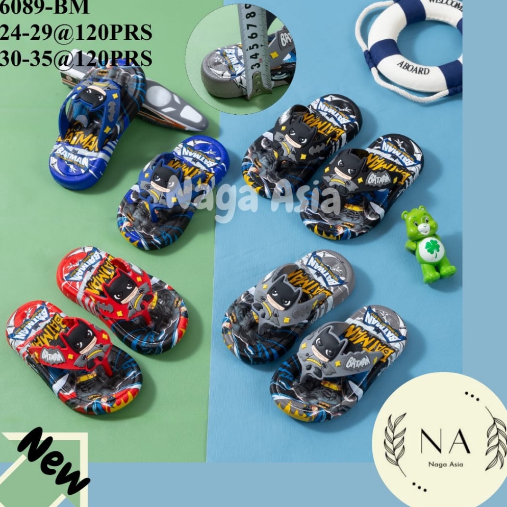 KODE S72U sandal jepit anak cowok karakter batman terbaru 689BM sandal batmansandal jepit anak lakil