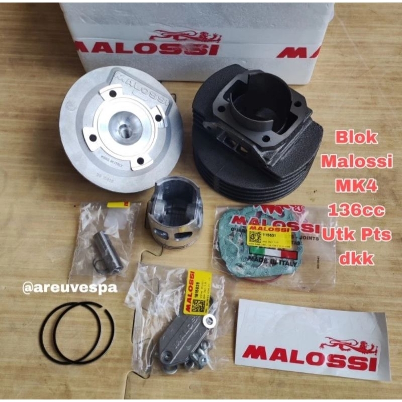 Blok Set MALOSSI MK4 136 cc Cast iron Cocok utk Smallframe Pts