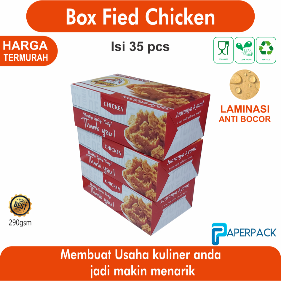 DUS KFC AYAM Fried Chicken 2 isi 35/ Box Nasi Ayam Lunc Box Paper Kotak Makan