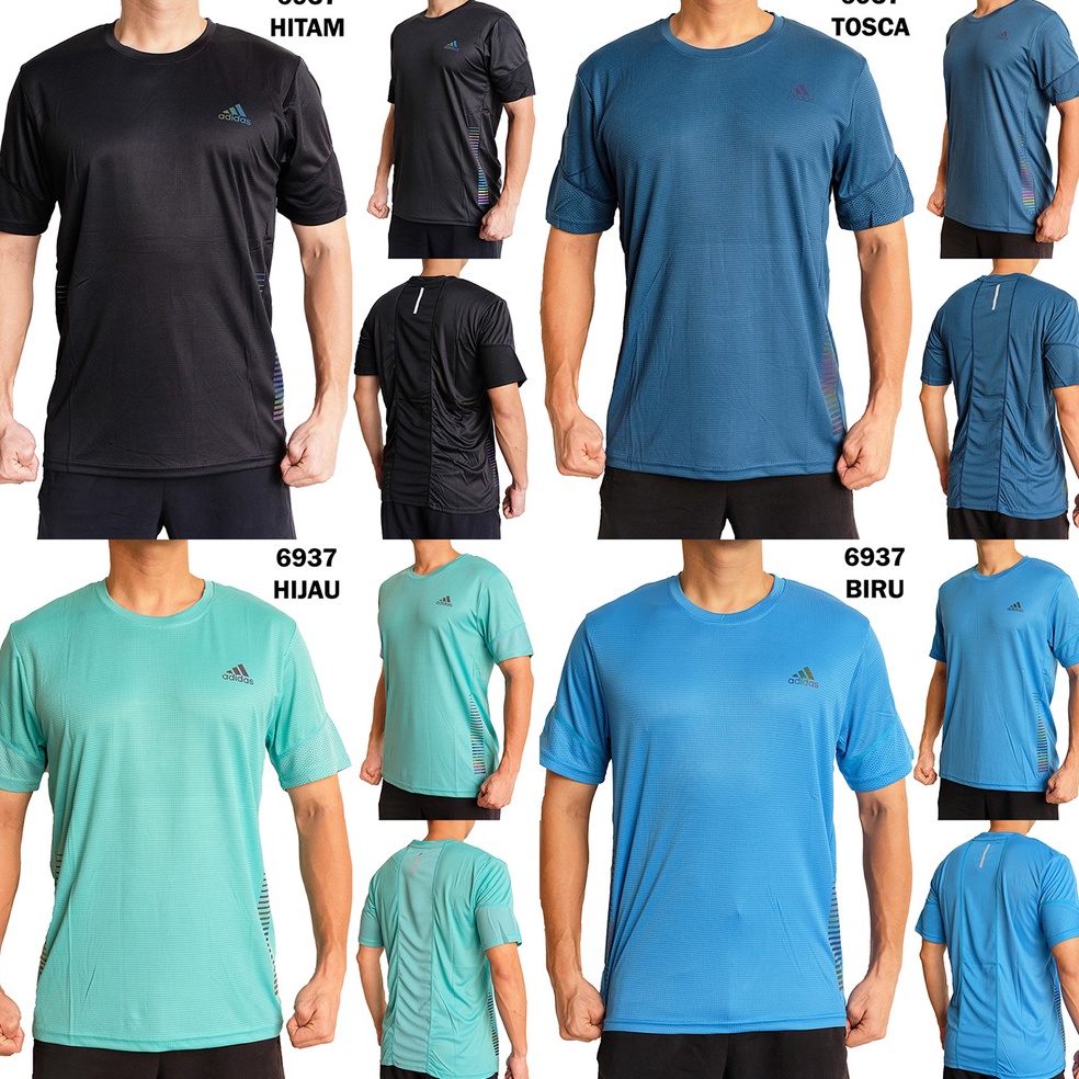 Kaos Training Pria 6937 Baju Olahraga Fitness Lari Futsal Badminton Gym Running Jersey Sport Olah Ra
