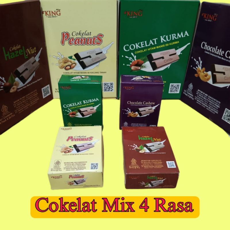 

Coklat Mix 4 Rasa Cokelat Peanuts Coklat Cashew Coklat Kurma Cokelat Hazelnut d'KING Coklat Hitam Manis