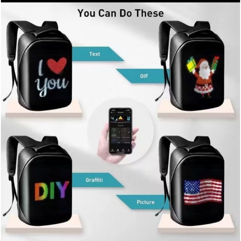 TAS ANAK SEKOLAH /DEWASA LED BACK PACK LED VIRAL LED PIXEL