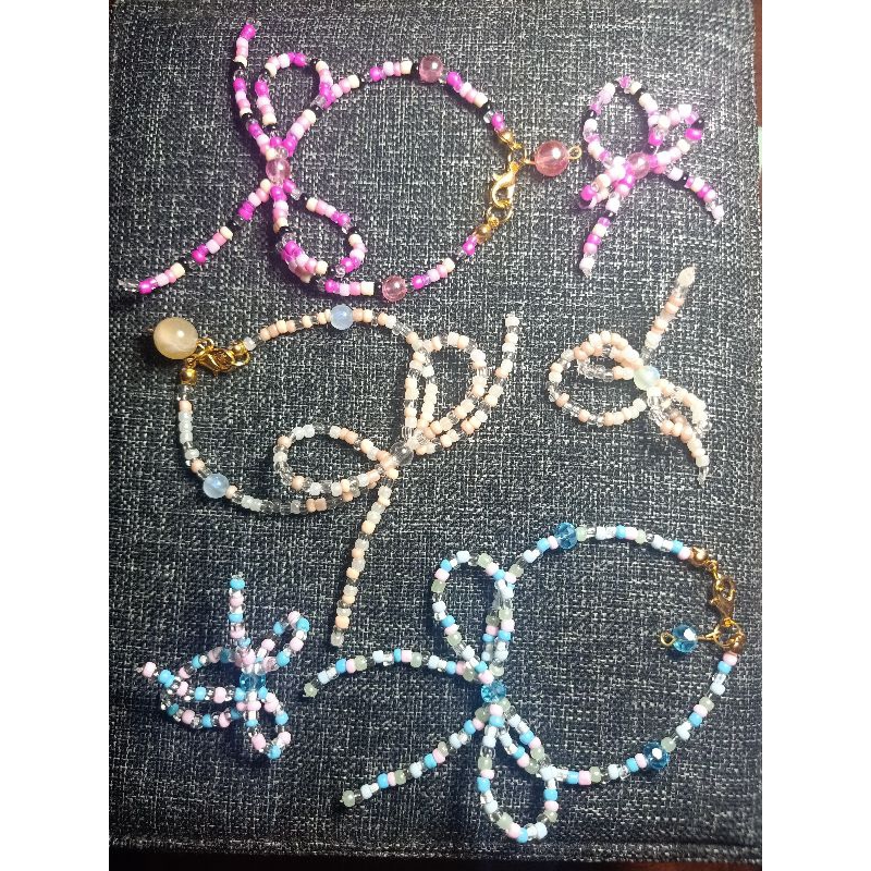 gelang manik karakter kartun /gelang manik model bunga daisy dan pita set cincin