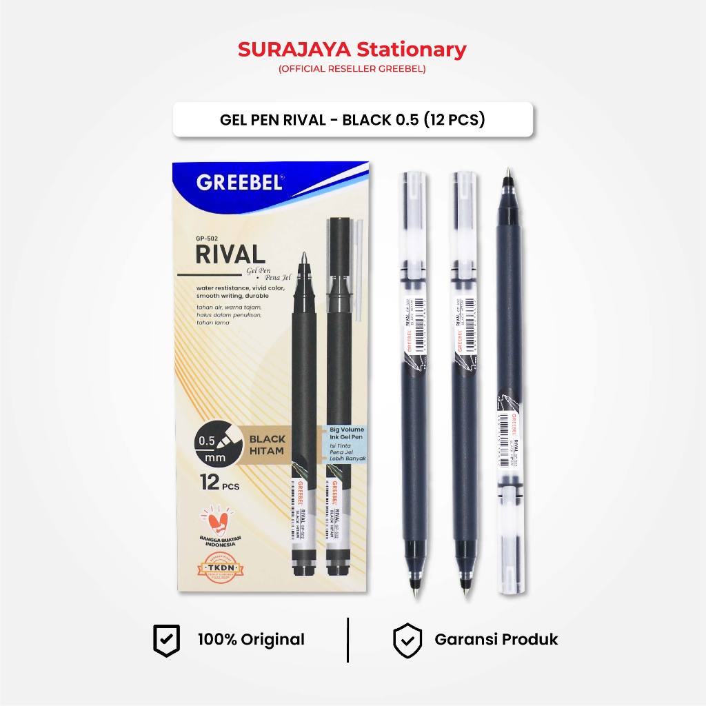 

Bolpen Pulpen Gel / GREEBEL Gel Pen GP-502 Rival 0.5 Tinta Hitam (12PCS/SET) Ballpen Pena Pulpen Cetek