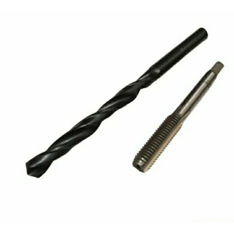 paket set baut 12 tap m8X1.25 + mata bor untuk membuat drat baut 12