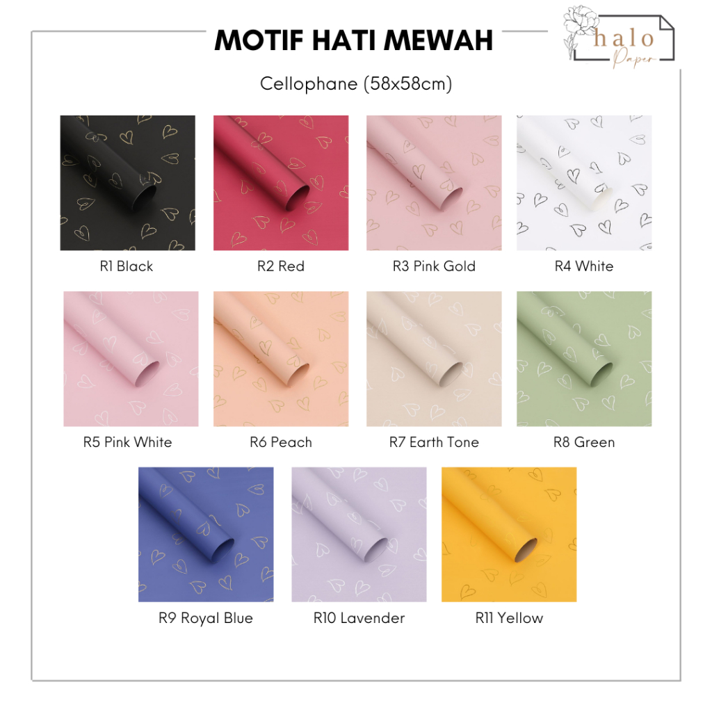 

(1 lembar) MOTIF HATI MEWAH - CELLOPHANE / LOVE PATTERN E FLOWER WRAPPING PAPER