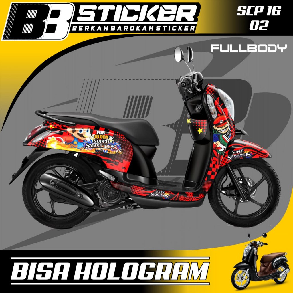 Decal Scoopy BISA HOLOGRAM Full Body Full Blok Dekal Sticker Scoopy FI 2013 2014 2015 2016 Scp 16
