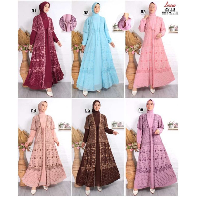 SET GAMIS INNER OUTER LAROSA 22.111 ORIGINAL  / GAMIS SET HIJAB LAROSA /  DRESS LAROSA BORDIR ORIGIN