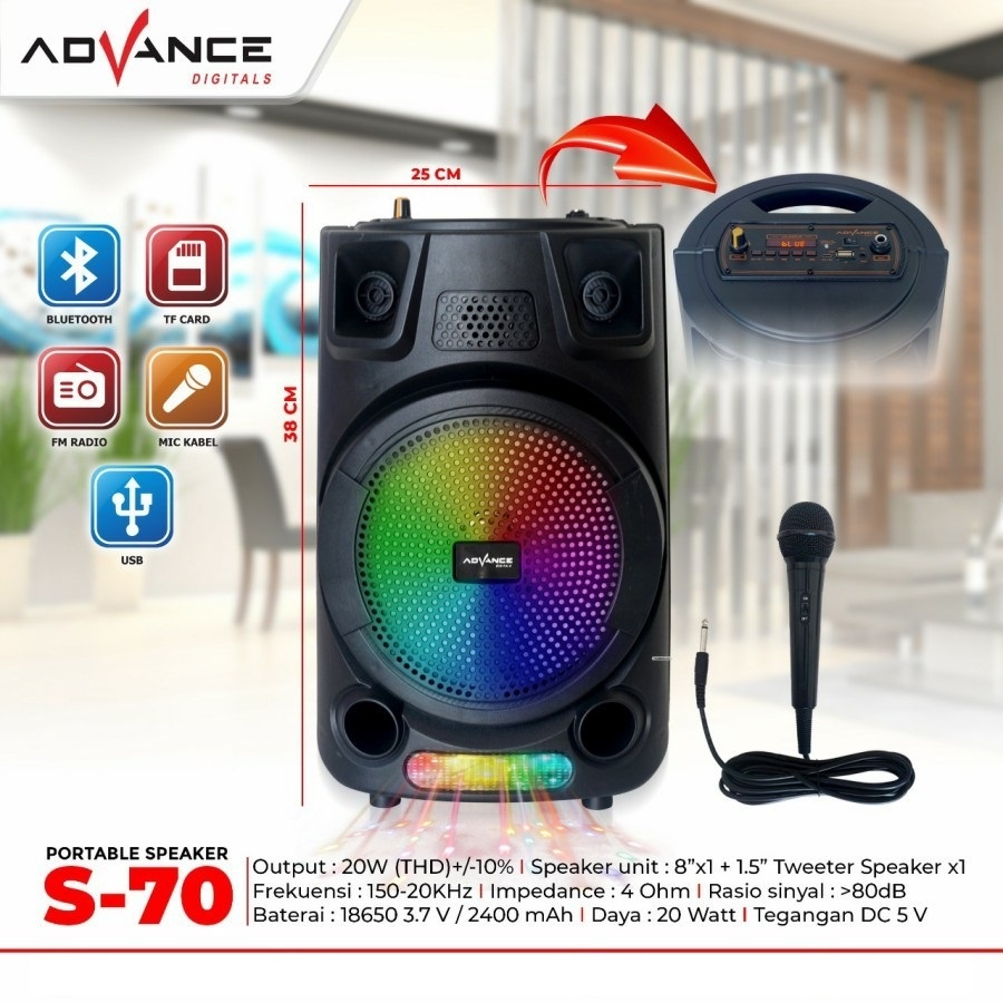 Advance Speaker Bluetooth S-70 dan KS 612 Speaker Plus Mic