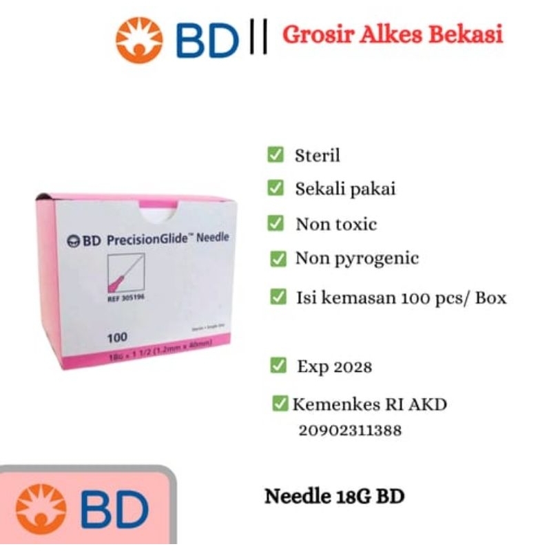Needle BD 18G Harga/ Pcs