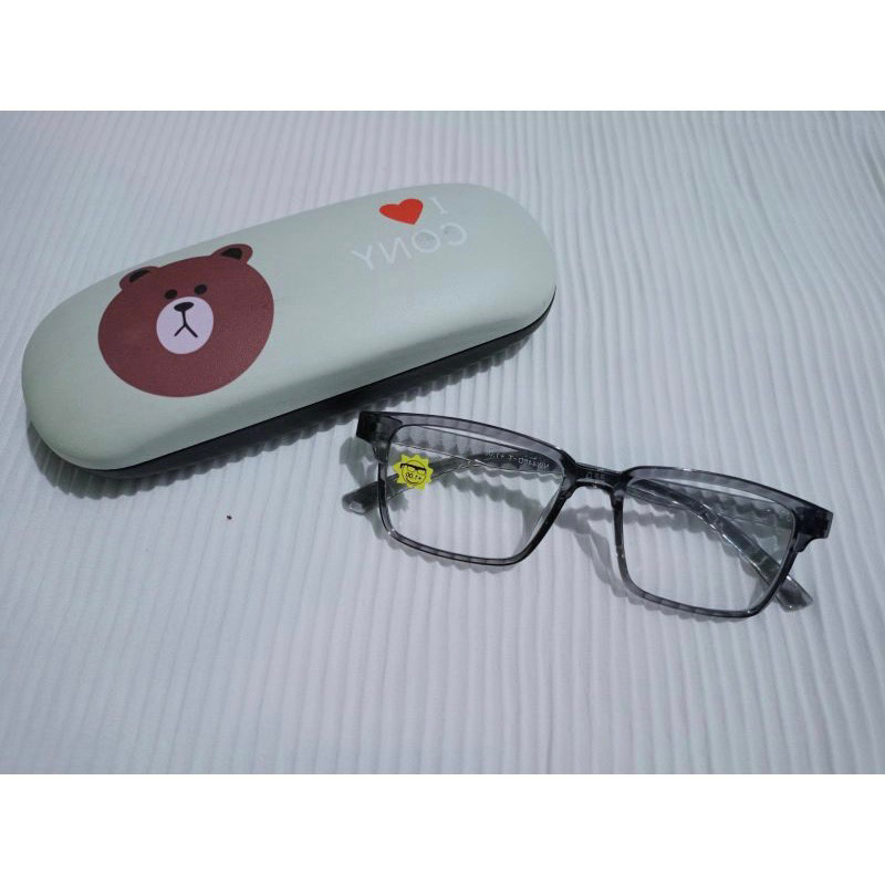 ELDORA / Kacamata Baca Kacamata Plus Rabun Dekat Frame Kotak Kecil Warna Abu NW446D-T