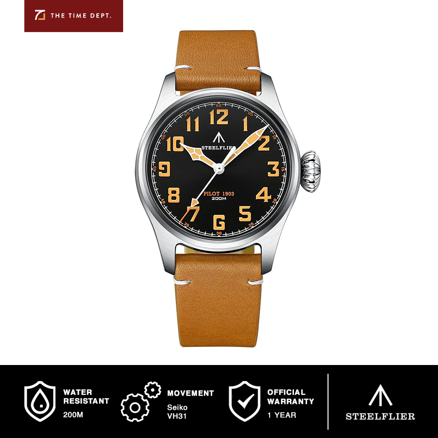 Steeldive / Steelflier SF8203 Jam Tangan Pilot Pria Seiko VH31 Quartz Sweeping