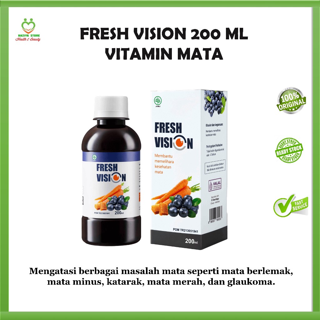 FRESH VISION Vitamin Obat Mata Original Atasi Mata Minus Katarak Glukoma Buram Isi 200 ml