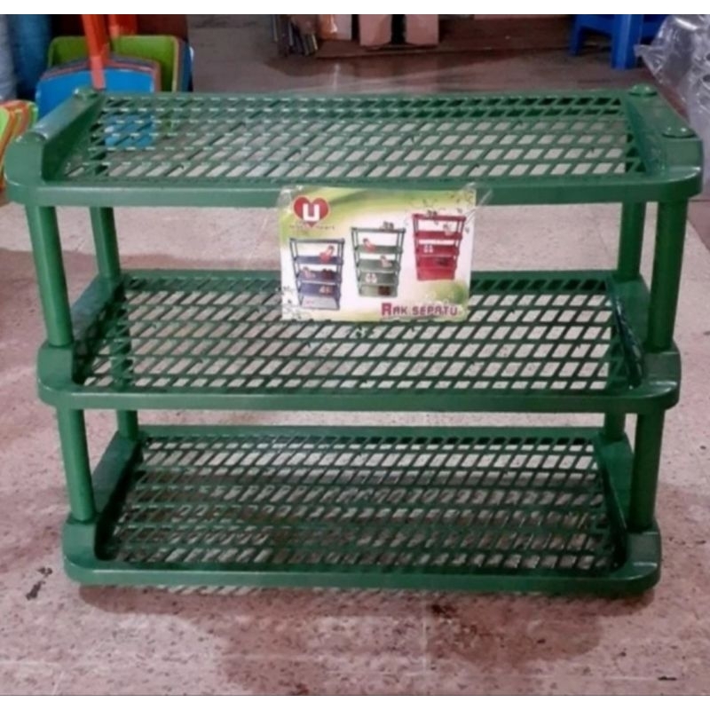 Rak sepatu plastik susun 3 unity/rak sepatu plastik ukuran besar unity