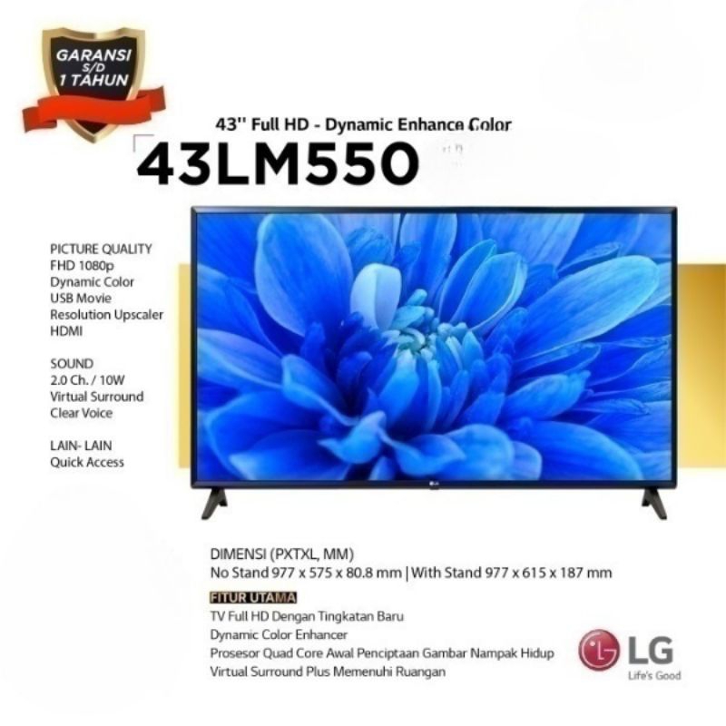 TV LED 43 Inch Digital LG 43LM550BPTA Diagonal 109 Cm