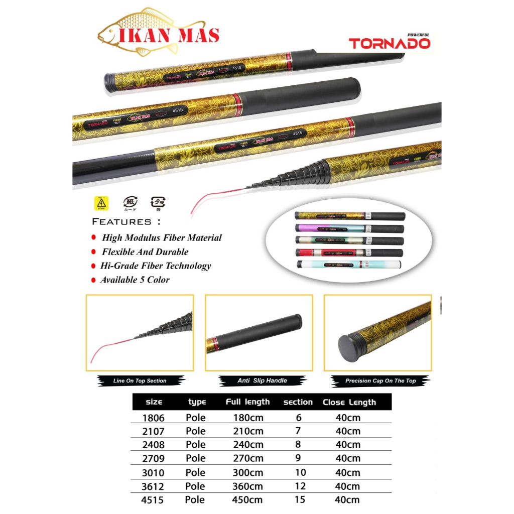 Joran Tegek Tornado Ikan Mas Ruas Pendek Rode Pole