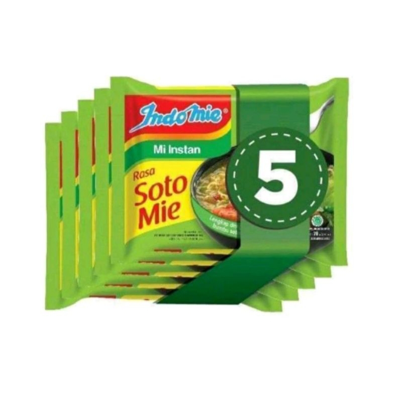 

indomie mie kuah rasa soto mie instan 5pcs x 70gr Noodles Food