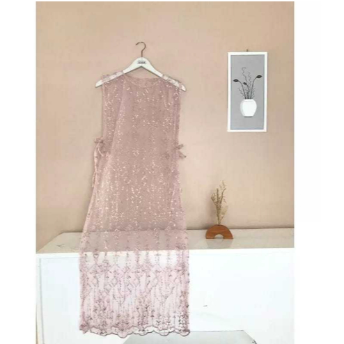 outer rompi brukat motif Random/outer panjang wanita