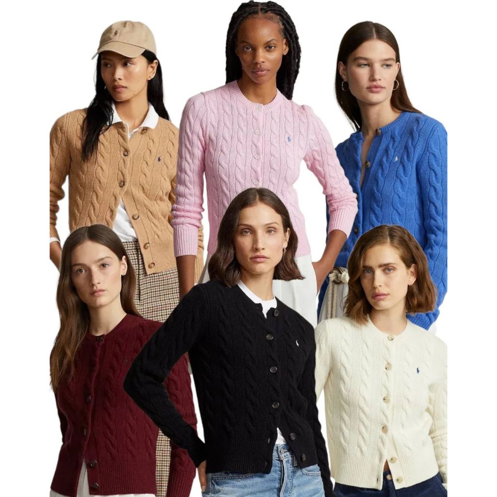 Cardigan Rajut Wanita Polo RalphLauren Cable-Knit Wool Cashmere Cardigan