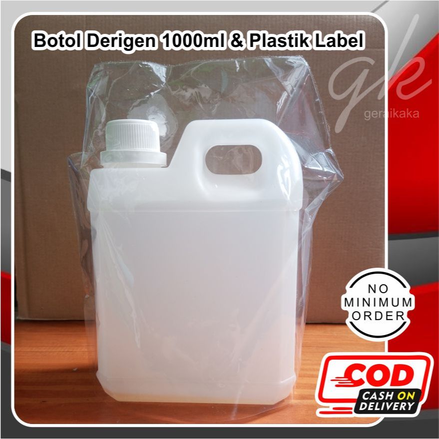 ( PAKET LENGKAP ) BOTOL DERIGEN 1 LITER + PLASTIK SEGEL / SHRINK LABEL BOTOL DERIJEN 1000lLM