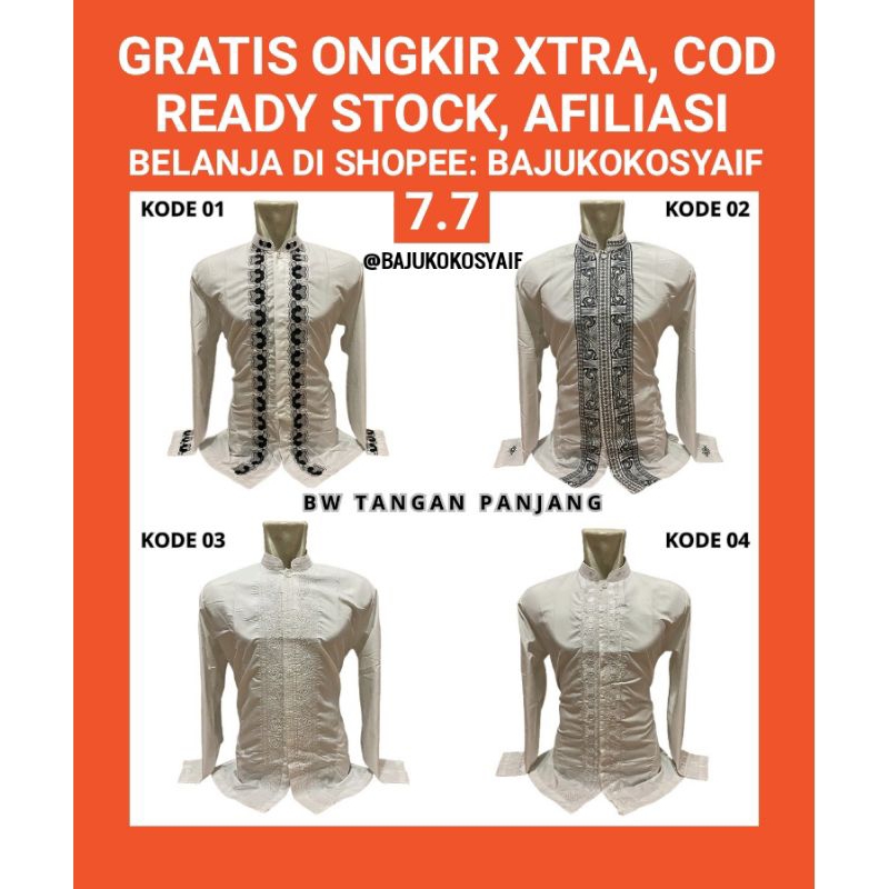 Baju Koko Murah Rp. 50.000 Lengan Panjang Putih / Baju Koko / Baju Koko Pria / Baju Koko Dewasa / Ba