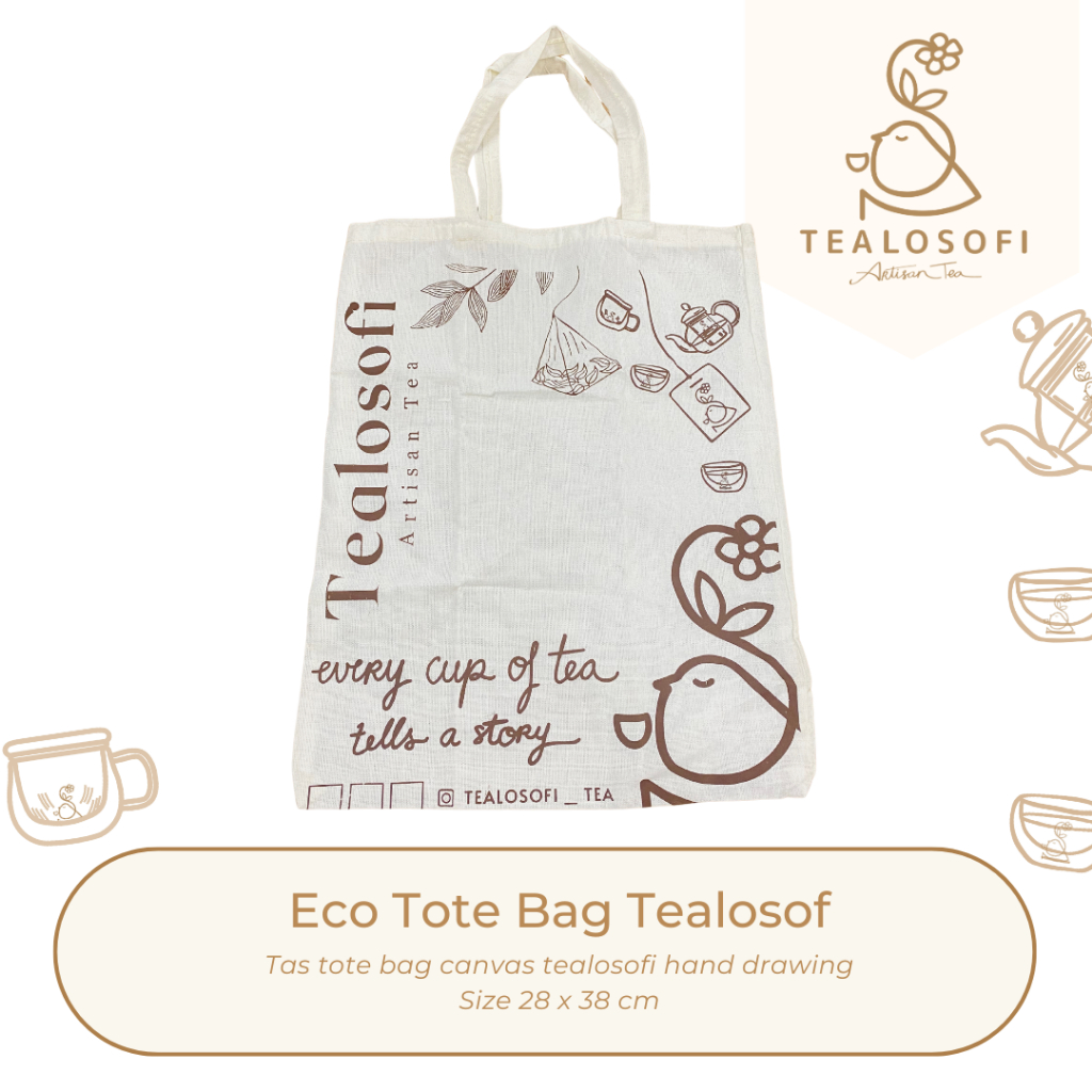 

Eco Tote Bag Tealosofi - Hand Drawing Tas Canvas Souvenir Packaging