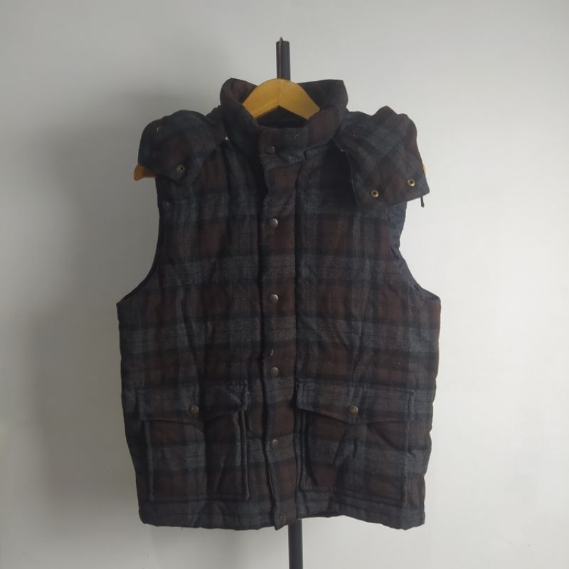 Global Work Goose Down Tartan Vest, Plaid Tartan, Vest Bulang