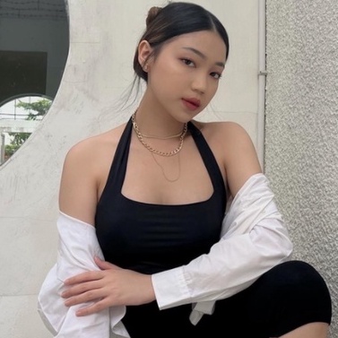 KI3 MODAVIE  BELLE HALTER TOP Tanktop Korea Crop Top Korean Halter Tank Top