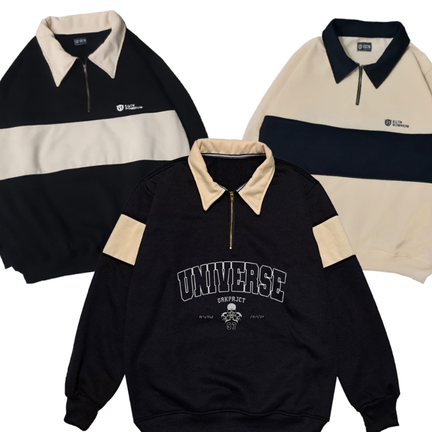 Hematku Sweater Rugby Premium Wanita Sweater Rugby Halfzip Wanita Sweater Rugby Pria Wanita Oversize