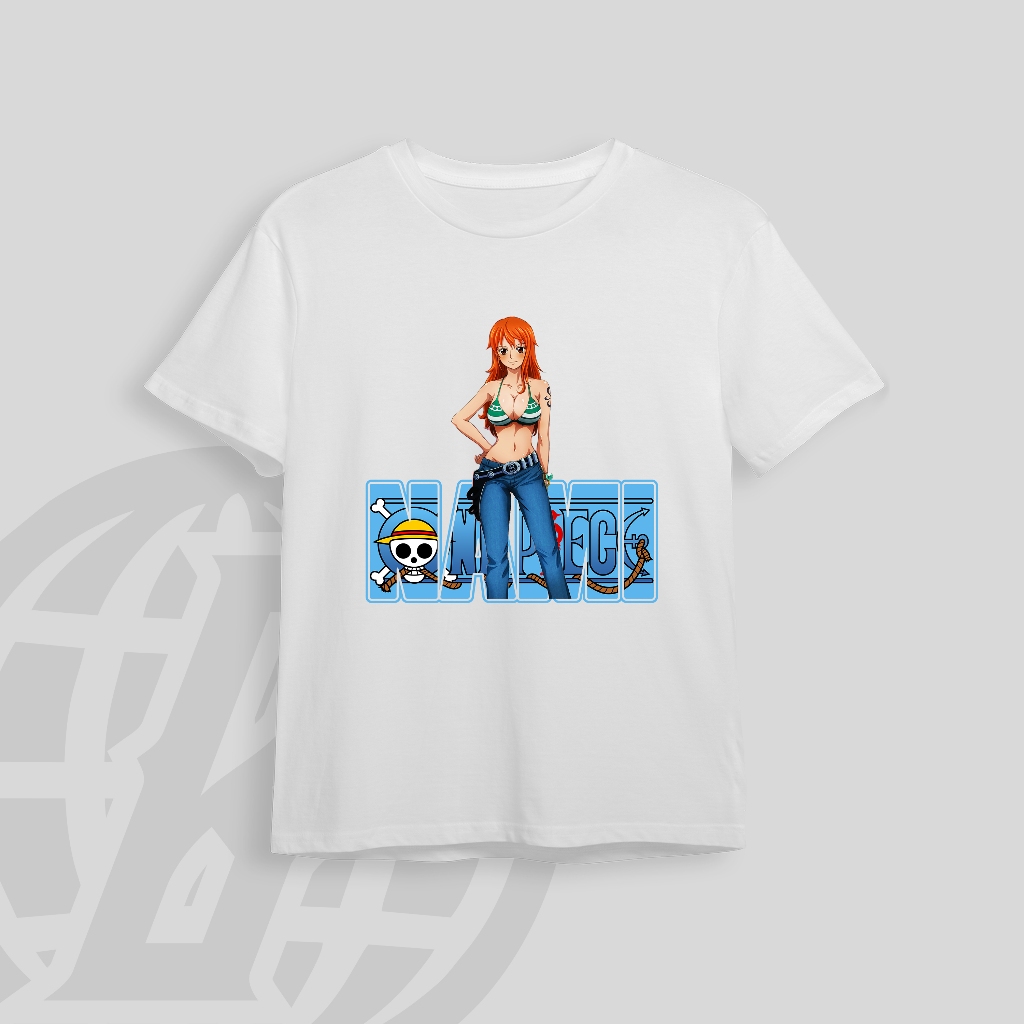 NAMI ONE PIECE KAOS PRIA WANITA UNISEX CUSTOM KAOS | KAOS ANIME | T-SHIRT ONE PIECE ANIME CARTOON
