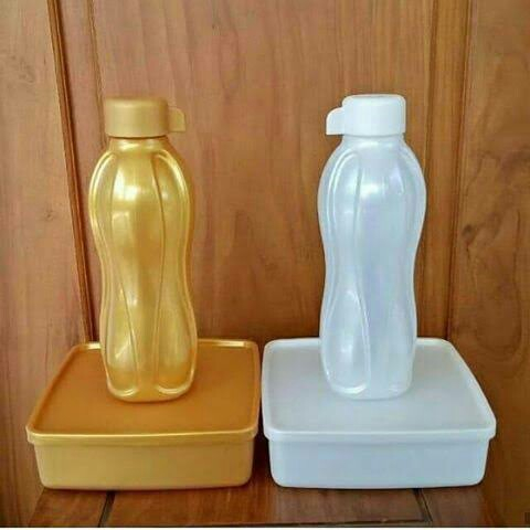 DISKON SALE TUPPERWARE FIESTA SET 2PCS ECER KOTAK BEKAL KOTAK MAKAN 1PCS DAN ECO BOTTLE 500ML 1PCS B