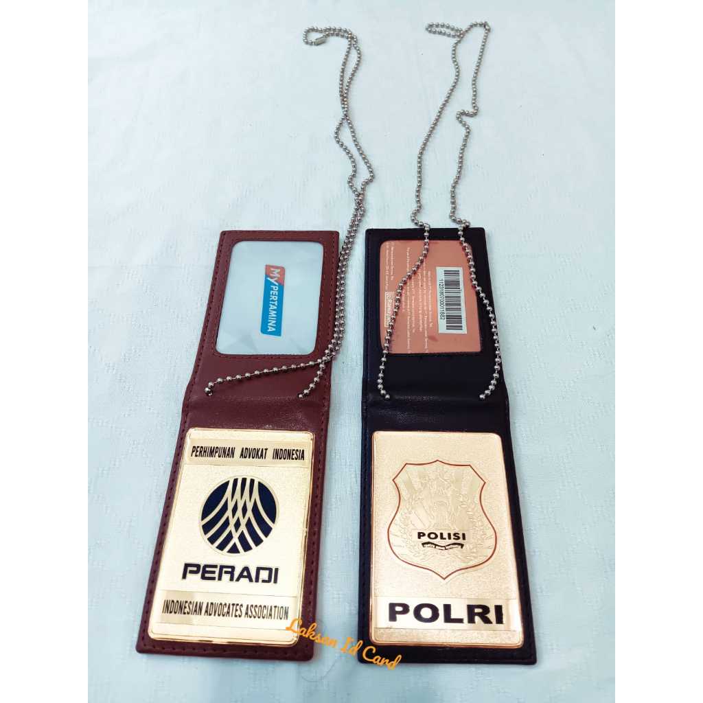 dompet KTA ID CARD HOLDER NAME TAG PERADI POLISI POLRI MODEL MAGNET DAN RANTAY