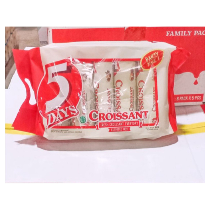 

Roti 5Days Croissant Family Pack Chocolate - Roti Coklat Isi 5 Pcs x 60g