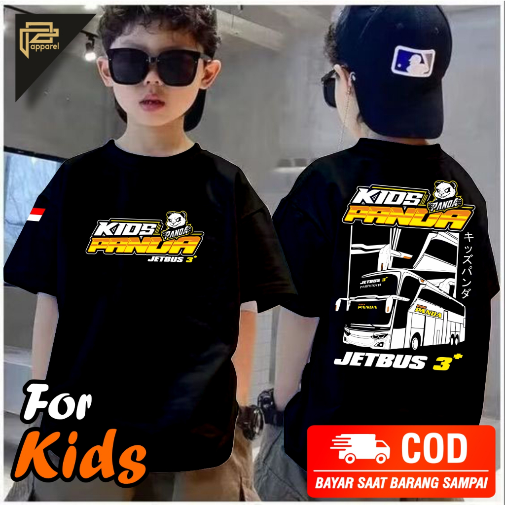 baju kaos ANAK Panda Kids Jet bus 3 bahan adem
