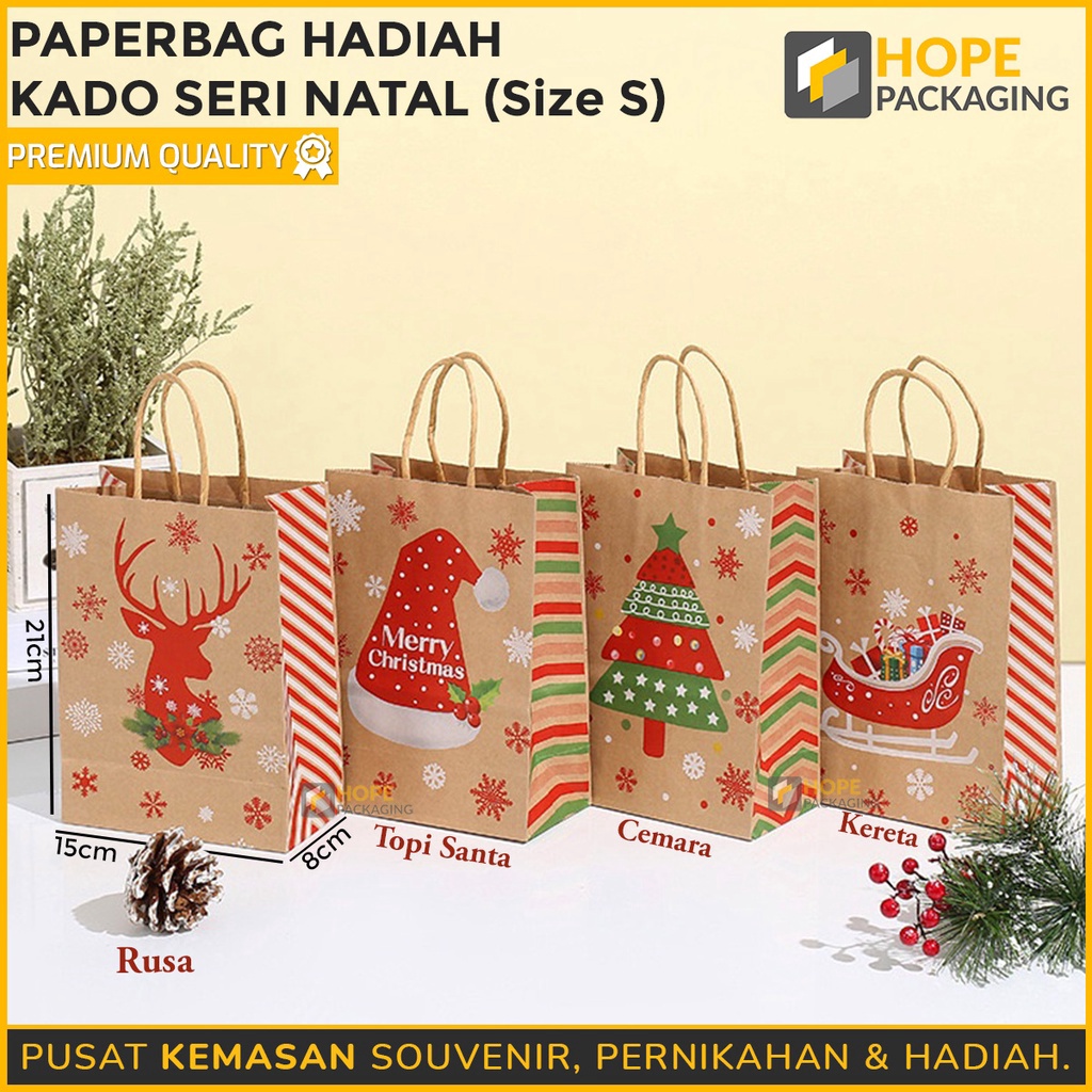 

SPESIAL BULAN INI Harga 3 Pcs Paper Bag Kertas Natal Mini Size 21x15x8cm Kantong Hadiah Souvenir Natal Tas Jinjing Merry Christmas Tas Kado Tas Hampers Goodie Bag Kue Topler Jar