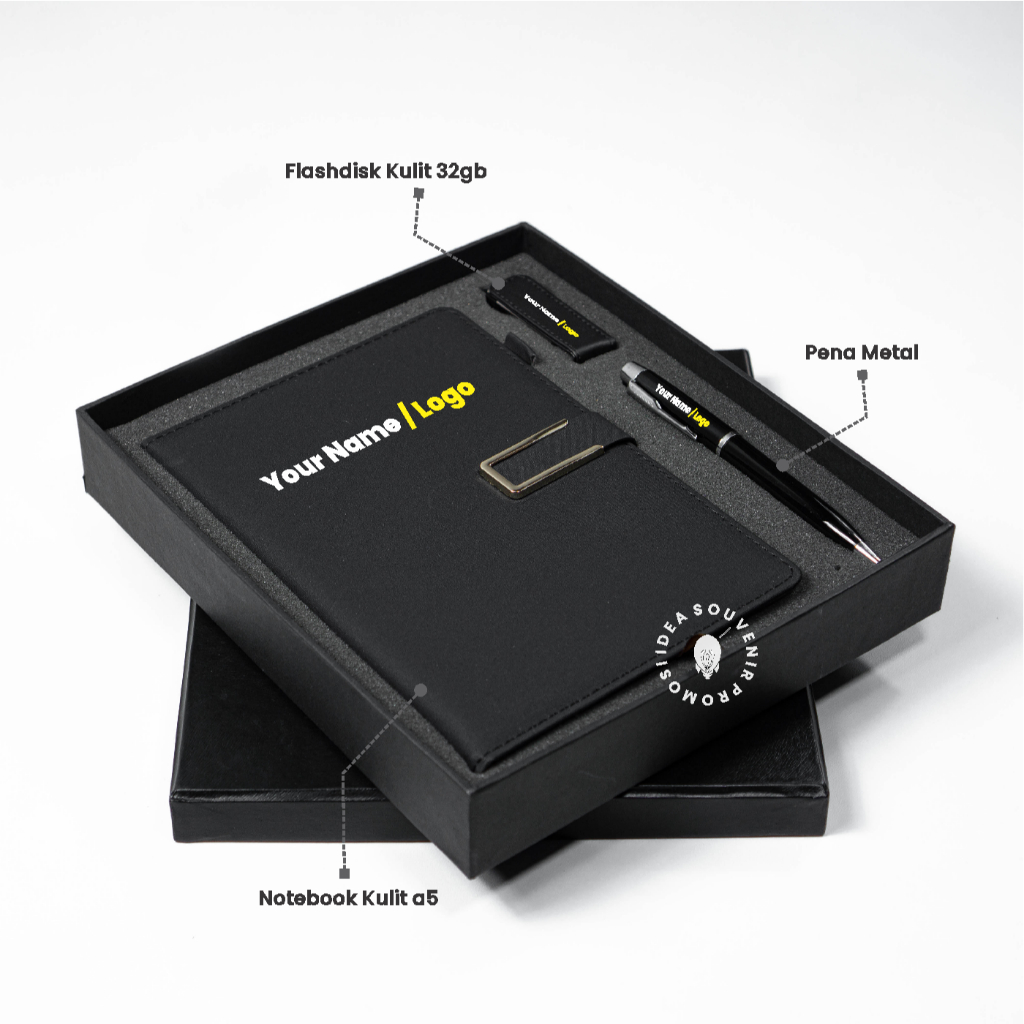 CUSTOM Gift Set notebook pena flashdisk Kado souvenir corporate gift set corporate kado ualng tahun 