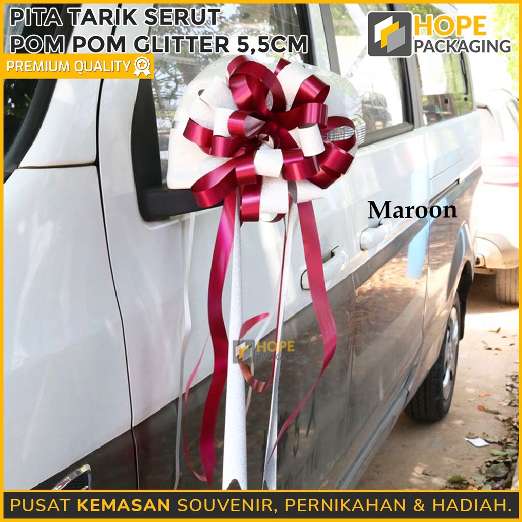 

MURAH Pita Tarik Serut Pompom Glitter 55 cm Pita Hampers Parcel Wedding Pita Kado Hampers Pernikahan Pita Peresmian Pita Dekor Ulang Tahun Mobil