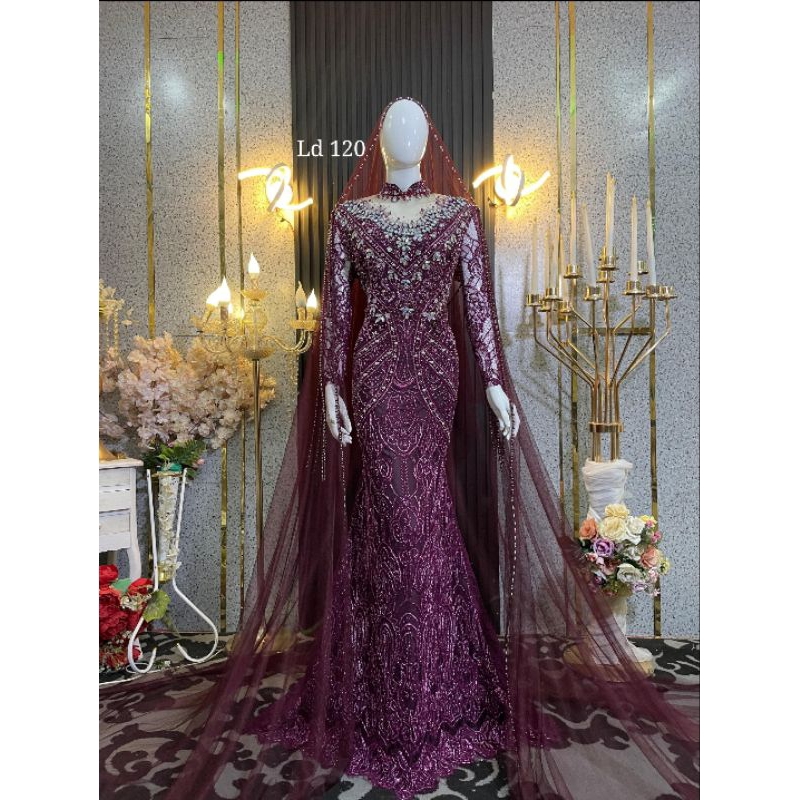 GAUN PENGANTIN DUYUNG PREMIUM //GAUN SLIM BEREKOR MODERN//GAUN FULL PAYET//GAUN WEDDING MODERN/GAUN 