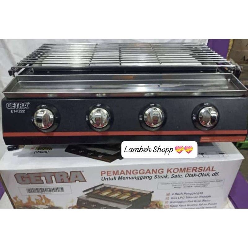 Kompor panggang sosis et-k222 hitam 
Merk  getra 
4 slot 
Garansi servis 1 tahun
