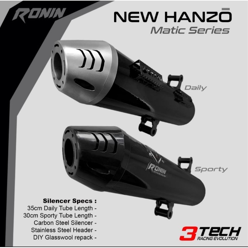 FULLSET NEW HANZO RONIN KNALPOT RACING 3TECH 3 SUARA MATIC