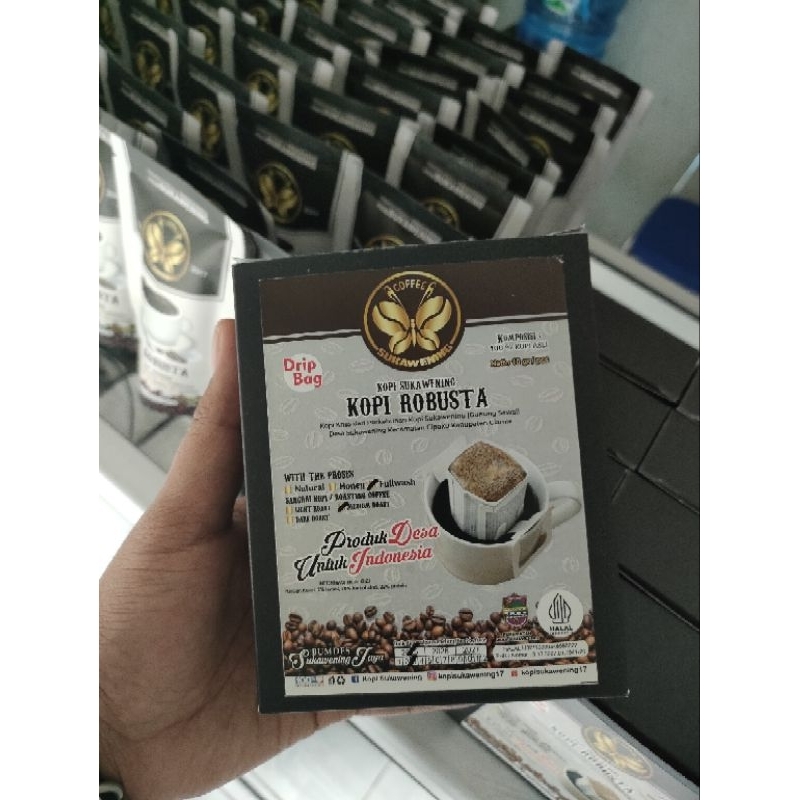 

Drip bag Kopi Robusta filter Sukawening murah tinggal seduh di rumah