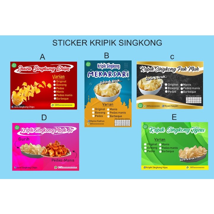 

Sticker kripik singkong/stiker kripik bote/sticker kripik kentang/stiker makanan