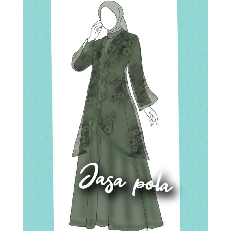 Pola Baju Instan gamis Aline & outer kekinian pola JJP Baju