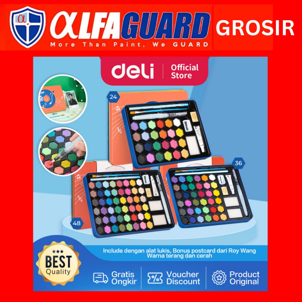 

Deli Solid Watercolor Paint Set Cat Air Padat Warna Terang Dengan Kuas Air Otomatis 73936X o B4J5