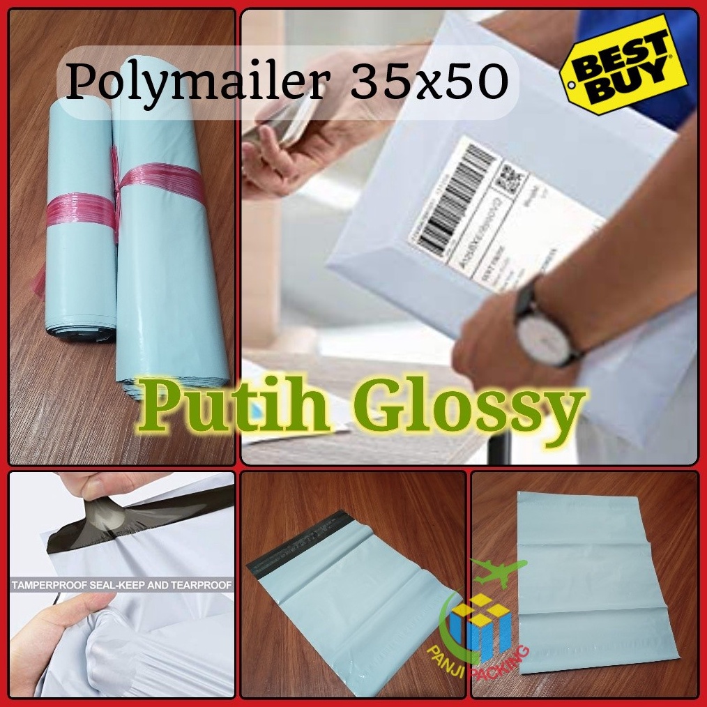 

Polymailer Putih 35x5 Kantong Plastik Polimer Glossy Olshop Besar Original Premium c S7U6